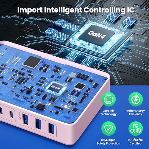 USB C Charger 300W USB C Charger Block, 8-Ports GaN IV Fast Charging Station Hub,PD 100W Laptop Charger Adapter,for MacBook Pro/Air/iPad/iPhone16/15/14/Apple Watch/DELL/Samsung for Home Office - Image 4