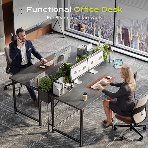 PRAISUN 55 Inch Computer Desk, Office Desk, Spacious Desktop, Grey - Image 7
