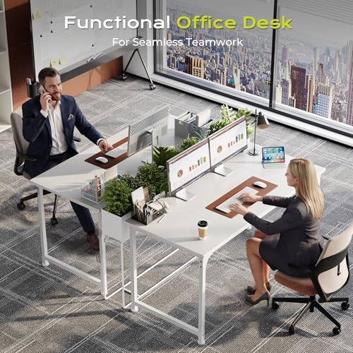 PRAISUN 47 Inch Computer Desk, Office Desk, Spacious Desktop, White - Image 7
