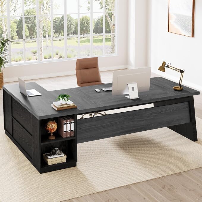 Tribesigns 78" L Shaped Executive Desk with Storage, Home Office - Image 3