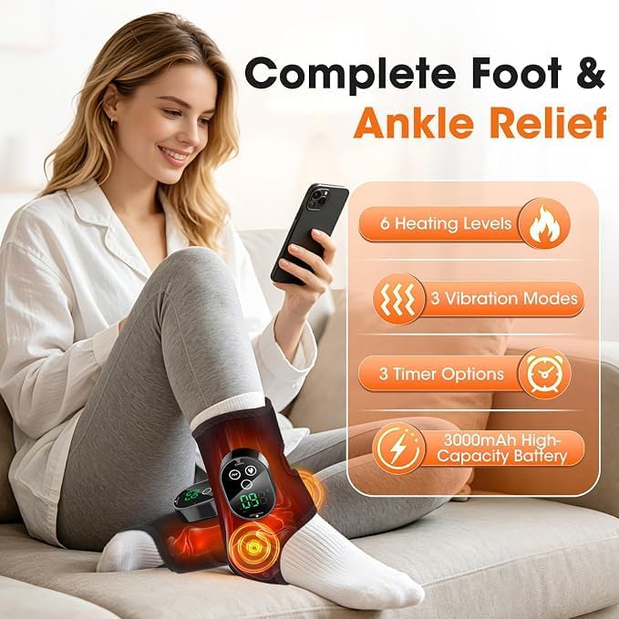 2-Pack Cordless Ankle Heating Pad with Massage for Foot & Elbow - Image 2