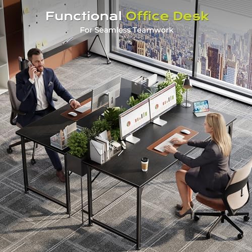PRAISUN 55 Inch Computer Desk, Office Desk, Spacious Desktop, Black - Image 7