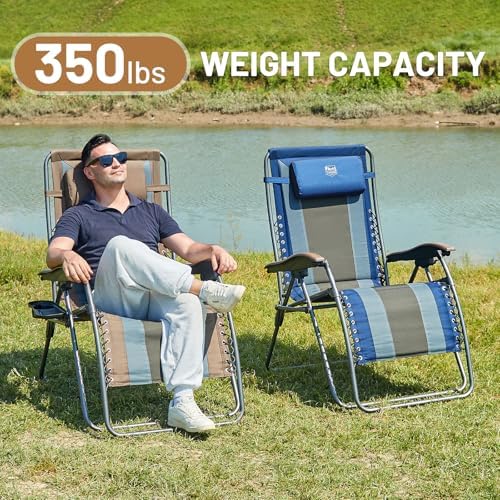 Timber Ridge Oversized Zero Gravity Chair, Padded Reclining Lounge Chair with Adjustable Headrest & Cup Holder, Heavy Duty Support 350 lbs, Foldable for Camping, Lawn, Outdoor & Indoor - Image 5