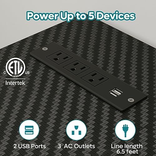 Bestier 58-Inch L-Shaped Gaming Desk with Charging & LED, Black - Image 5