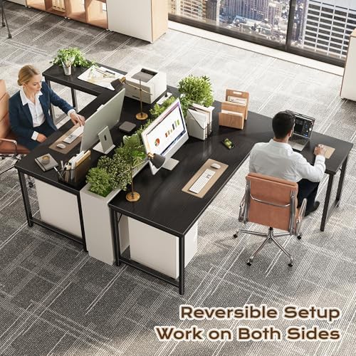 Huuger 55 Inch L Shaped Desk with Power Outlets & 0.95 Inch Thicker Desktop - Image 2