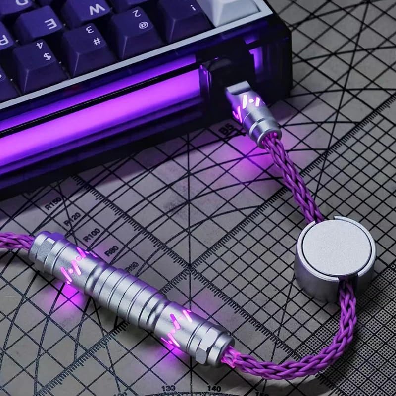 ATTACK SHARK C07 Custom Braided Aviator Cable with Light Up RGB-Purple - Image 4
