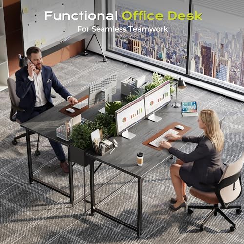 PRAISUN 47 Inch Computer Desk, Office Desk, Spacious Desktop, Grey - Image 7