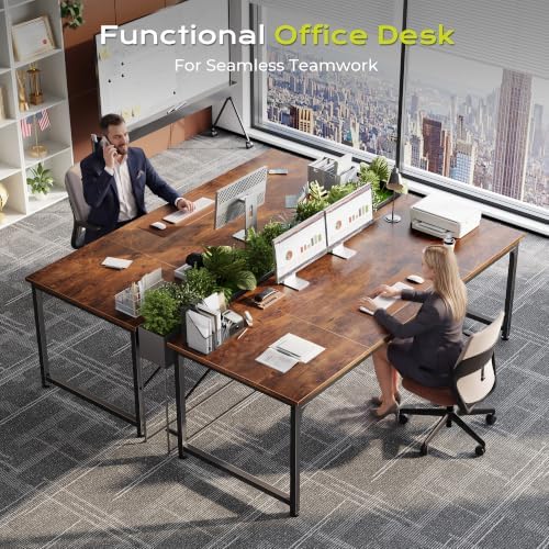 PRAISUN 63 Inch Computer Desk, Office Desk, Spacious Desktop, Rustic Brown - Image 7