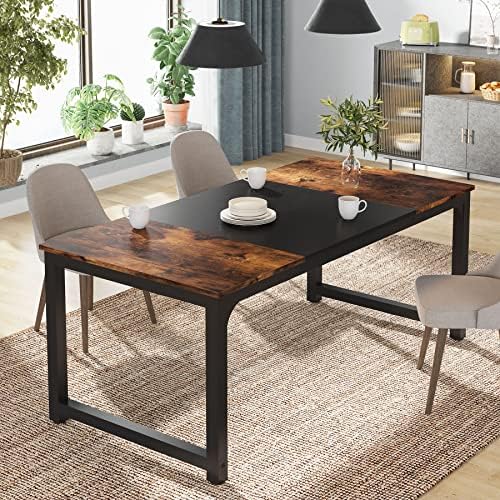 Tribesigns Modern Computer Desk, 63 x 31.5 inch Large Office Desk Computer Table Study Writing Desk Workstation for Home Office, Vintage Black Metal Frame - Image 7