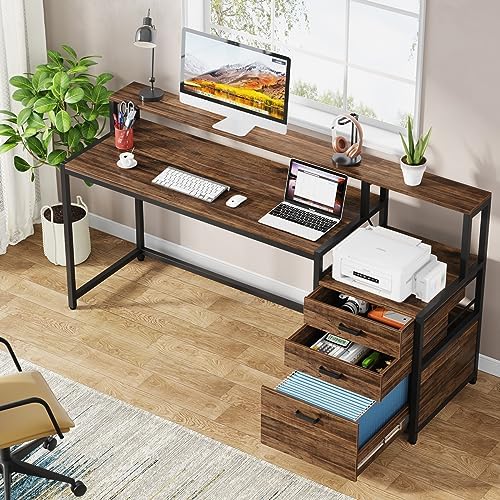Tribesigns 63 Inch Computer Desk with File Drawer Cabinet, Ergonomic Desk - Image 4