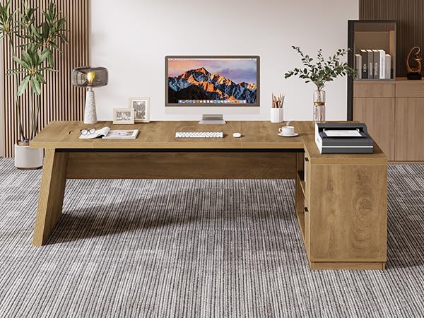 Tribesigns 78" L Shaped Executive Desk with Storage, Home Office - Image 7