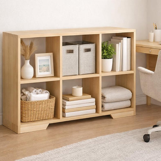6 Cube Storage Organizer Wooden Bookshelf, Cube Shelf Bookcase, Small Bookshelf Storage Organizer, Narrow Cube Storage Shelf for Bedroom, Small Bookshelf for Living Room and Office (Natural, 6 Cube) by YCICIHOMEGARDEN
