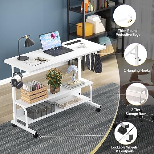 Armocity 39" Rolling Standing Desk with Charging Station for Couch Bed - Image 5