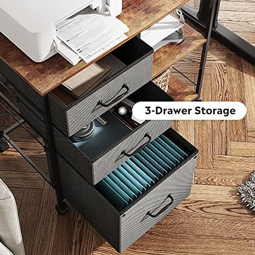 DEVAISE 3 Drawer Mobile File Cabinet, Fabric Lateral Filing Cabinet - Image 4