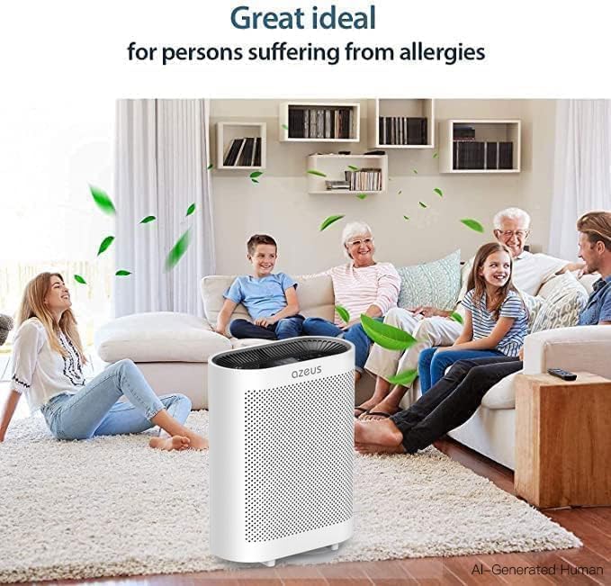 AZEUS Air Purifier for Wildfire Smoke, UV-C HEPA for Home Large Room, White - Image 6