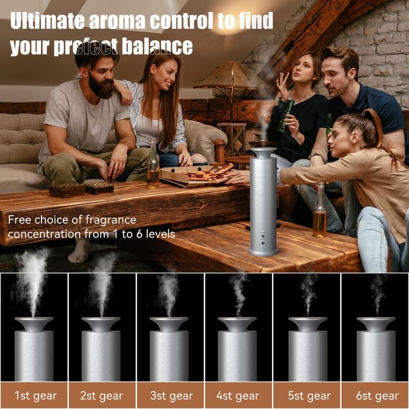 Waterless Diffuser Machine Scent Air Machine Covers 1800 Sq Ft for Home Diffusers Essential Oil Diffusers Studio Scent Diffuser Large Room Fragrance App Remote Control Capacity 3.5 Oz Secret Silver - Image 4