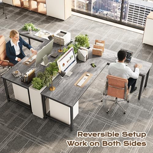 Huuger 63 Inch L Shaped Desk with Power Outlets & 0.95 Inch Thicker Desktop - Image 2