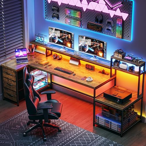 EnHomee71 L Shaped Computer Desk with Drawers,Printer Shelf for Home Office - Image 3
