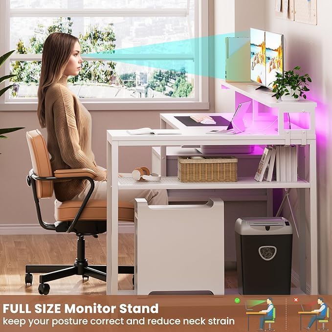 Aheaplus L Shaped Desk with File Drawer, Reversible L Shaped Gaming Desk - Image 6
