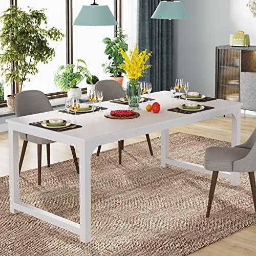 Tribesigns Modern Computer Desk, 63 x 31.5 inch Large Executive Office Desk Computer Table Study Writing Desk Workstation for Home Office, Spliced Desktop, White - Image 6