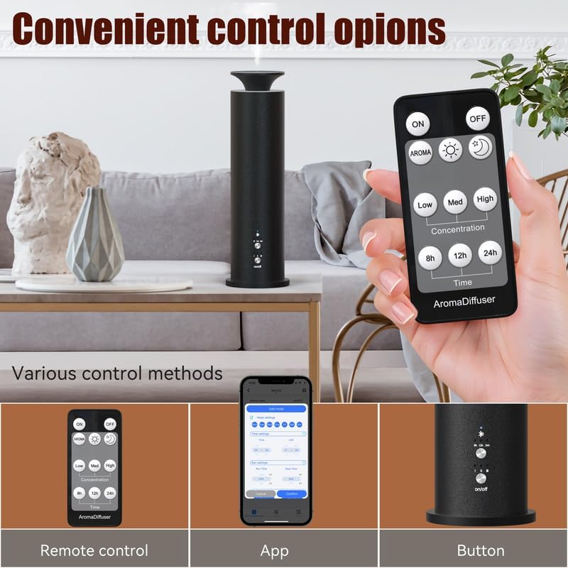 Waterless Diffuser Machine Scent Air Machine Covers 1800 Sq Ft for Home Diffusers Essential Oil Diffusers Studio Scent Diffuser Large Room Fragrance App Remote Control Capacity 3.5 Oz Secret Silver - Image 3