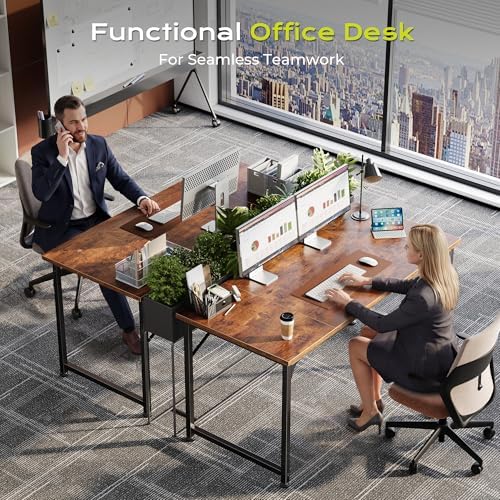 PRAISUN 47 Inch Computer Desk, Office Desk, Spacious Desktop, Rustic Brown - Image 7