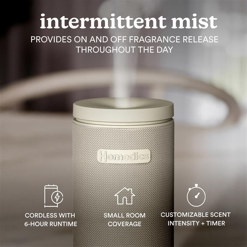 Homedics SereneScent Mini Fabric Rechargeable Waterless Diffuser, Beige - Image 2