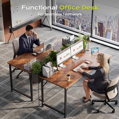 PRAISUN 55 Inch Computer Desk, Office Desk, Spacious Desktop, Rustic Brown - Image 7