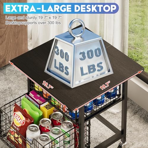 Mini Fridge Stand with Storage, Small Refrigerator Stand with 2 Drawers, Mini Fridge Shelf Cabinet-Max Load 300 LBS Heavy Microwave Stand Mini Fridge Cart for Dorm, Apartment, Kitchen (Black) - Image 2